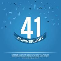 41st anniversary celebration vector design with white color numbers and white color font on blue color background abstract