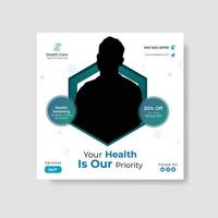 Medical healthcare flayer social media post and web banner or square flayer for social media post template. vector