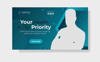 Medical healthcare youtube thumbnail and web banner template vector