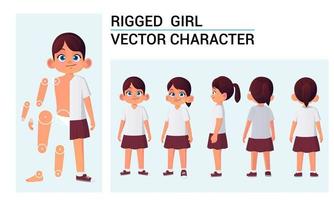 Caucasian Young Girl Character Creation Pack, Vector Illustration