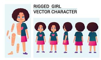 Cute Girl Character Construction Set For Animation And Rigging Vector Illustration
