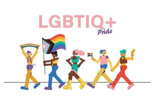 LGTBQ pride - march, parade illustration vector