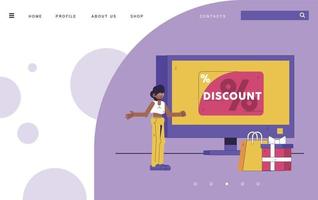 Shopping Illustration -  purple banner website mockup vector