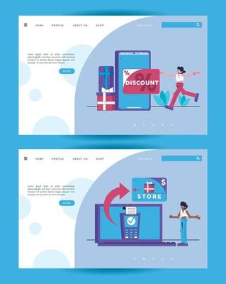 Shopping Illustration - Interface design set elements website banner