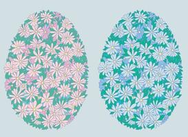 Easter egg in the form of a background of camomiles. Spring mood in the form of a floral pattern. vector