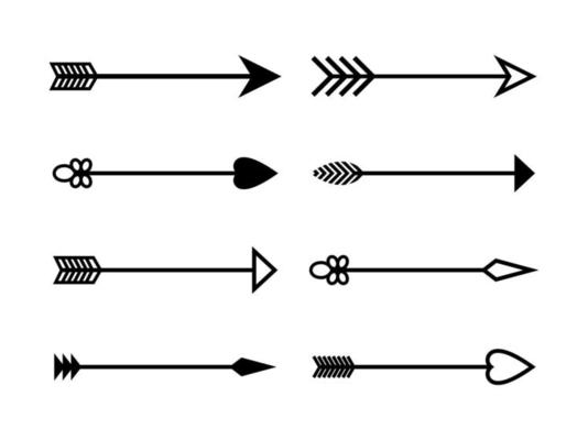 Arrow Clip art Set in Vector on White Background. Graphic resources