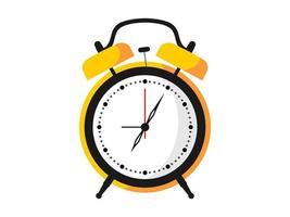 Orange old ringing alarm clock illustration in flat style. Wake up symbol. Vector illustration resources