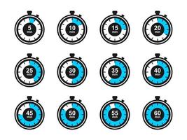 Timer, clock, stopwatch isolated set icons. Label cooking time. Vector illustration. Graphic resources