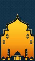 Ramadan Social Media Story Template with Mosque in Gradient Orange and Dark Blue vector