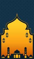 Ramadan Social Media Story Template with Mosque in Gradient Orange and Dark Blue vector