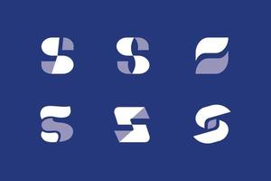 Blue Background with White Letter S Logos Set vector