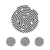 Circle Unique Fingerprint icon design for app. Finger print flat scan. Vector illustration isolated on white background