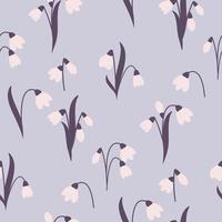 seamless pattern with snowdrop flowers vector