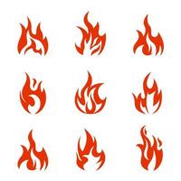 set of fire blaze icons vector