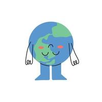 Earth Day. Hand drawn icon of the flat planet Earth. Vector illustration in a simple drawing style.