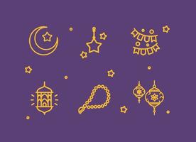 Ramadan Design Element Thin Line Set. Vector