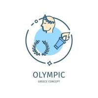 Greece Olympic Game Travel and Tourism Thin Line Icon Concept. Vector