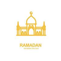 Ramadán mezquita islámico firmar Delgado línea icono emblema concepto. vector