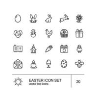 Easter Sign Black Thin Line Icon Set. Vector