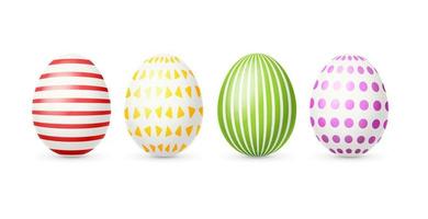 Realistic Detailed 3d Different Color Easter Egg Set. Vector