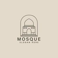 islamic mosque architecture line art logo, icon and symbol, vector illustration design