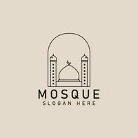 islamic mosque architecture line art logo, icon and symbol, vector illustration design