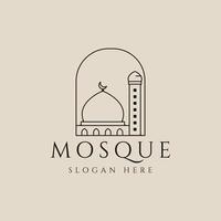 islamic mosque architecture line art logo, icon and symbol, vector illustration design