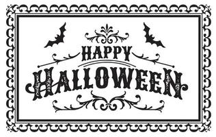 Halloween Frame with Happy Halloween Text, and Bat- Halloween Vector Frame Design