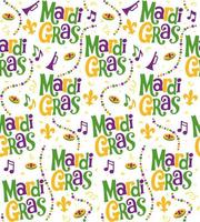 Seamless Pattern of Mardi Gras with Fleur de lis and Beads- Mardi Gras Background Vector Illustration
