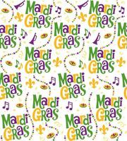 Seamless Pattern of Mardi Gras with Fleur de lis and Beads- Mardi Gras Background Vector Illustration