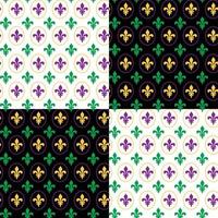 Seamless Pattern of Mardi Gras with Fleur de lis and Black and white Background Vector Illustration