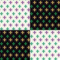 Seamless Pattern of Mardi Gras with Fleur de lis and Black and white Background Vector Illustration