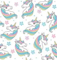 Seamless Pattern of Cute Unicorn with Flowers vector