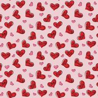 Seamless Pattern of Valentine's Red Heart with Wordings- Valentine's Day Vector Design