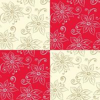 Seamless Pattern of Christmas Poinsettia with Red and Beige Background Vector Illustration