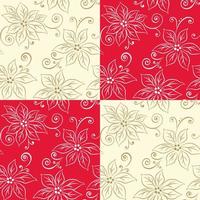 Seamless Pattern of Christmas Poinsettia with Red and Beige Background Vector Illustration