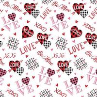 Seamless Pattern of Valentine's Day with Heart check and Wordings -Valentine's Day Vector Design