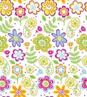 Seamless Pattern of Colorful Flowers, Spring and Easter Flowers Vector Design