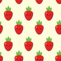 Beautiful cartoon seamless pattern with strawberries. vector