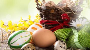 Happy Easter day event concept, colorful background of painted easter eggs, amazing colored egg isolated photo