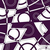 Abstract purple shape geometrical squares outlined lines and circular decoration isolated on vector square white template for social media post, cover title, paper and scarf textile prints, poster.