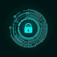 Cybersecurity technology with locked icons. Vector illustration.