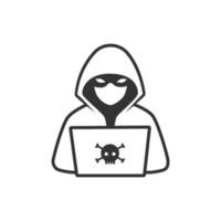 Hacker, Cybercriminal with laptop icons. vector