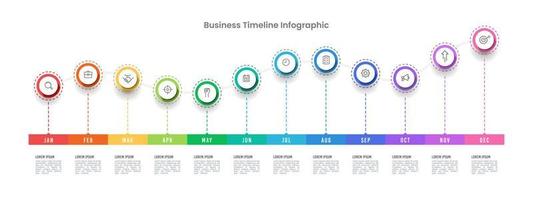 Business concept with 12 months to success. Business presentation showing growth data in 12 months. Workflow, Annual reports. vector