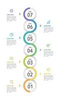 Timeline infographic design for business presentation. 7 strategy steps to success. Vertical Timeline Infographic. Vector illustrator.