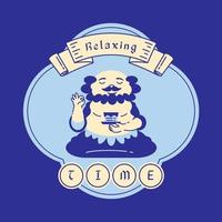 relaxing time with Bodhidharma vector