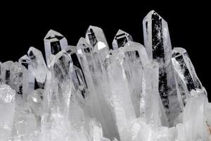 Macro Mineral Stone Rhinestone in Crystals on a Black Background photo