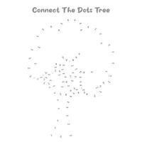 Connect The Dots and Draw tree coloring page, Educational Game for Kids. line drawing for kids, vector