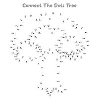 Connect The Dots and Draw tree coloring page, Educational Game for Kids. line drawing for kids, vector