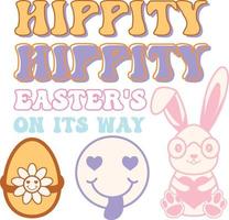 happy easter Groovy svg design, easter bunny Quotes design vector
